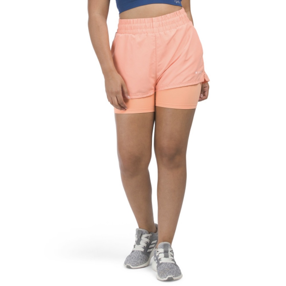Wilo The Label 2 In‎ 1 Short Peach High Waist Athletic Running Shorts Small NWT